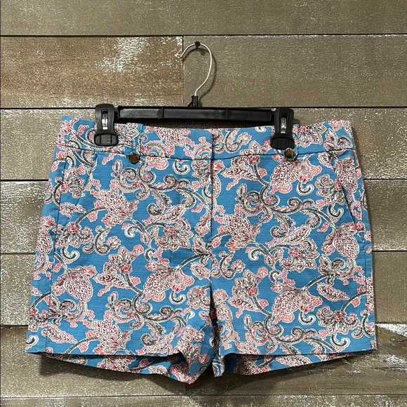 LOFT blue and pink paisley 4” short size 10 - Picture 2 of 9